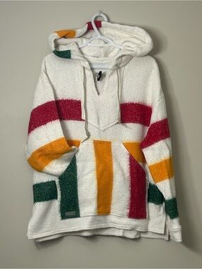 One-of-a-Kind Handmade Cotton Woven Blanket Hoodie / Anorak